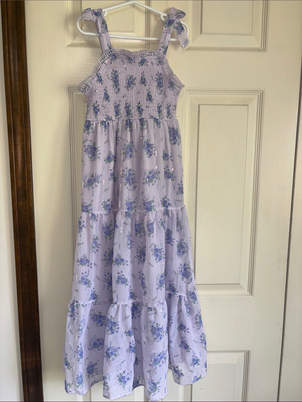 Rare Editions Lavender Floral Sundress with Blue Accents